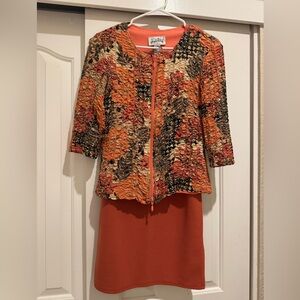 Joseph Ribkoff Sparkly Multicolor Textured Jacket and LuLaRoe Skirt Suit Set